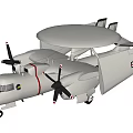 White Military Fighter Jet With Propeller Engine Radar Dome And US Air Force Insignia