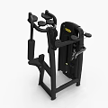 Black Seated Chest Press Fitness Machine With Ergonomic Armrests And Yellow Accents