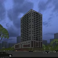 High Rise Modern Residential Building Exterior With Trees City Background And Commercial Retail Base