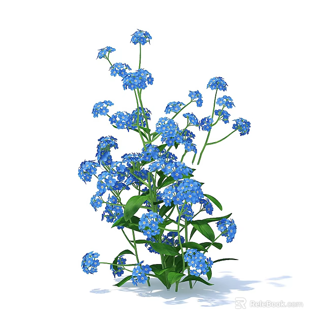 Vibrant Blue Flower Bush With Lush Green Leaves For Garden Landscaping 3d model 