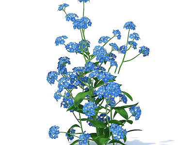 Vibrant Blue Flower Bush With Lush Green Leaves For Garden Landscaping 3d model