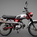 Vintage Red and Silver Motorcycle with Black Seat and Round Headlight