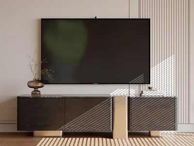 Modern TV Stand With Sleek Design Storage Cabinets And TV In Living Room 3d model