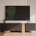 Modern TV Stand With Sleek Design Storage Cabinets And TV In Living Room