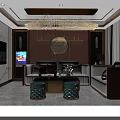 Modern KTV Interior Design With Crystal Chandelier Comfortable Sofas And Decorative Wall 3d model