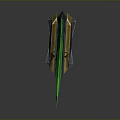 Green Bat Wing Shaped Fantasy Weapon With Golden Decoration And Dark Accents