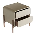 Modern Beige Nightstand With Two Drawers And Sleek Wooden Legs Design