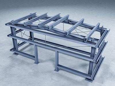 Heavy Duty Multi Layer Industrial Metal Frame Structure With Support Beams 3d model