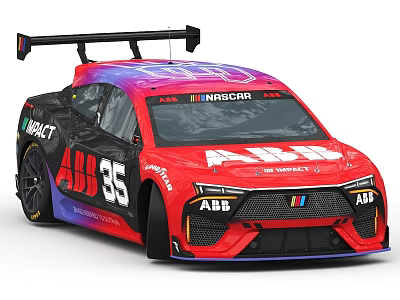 Red Chevrolet NASCAR Race Car With ABB BOLT Sponsors And Number 35 3d model