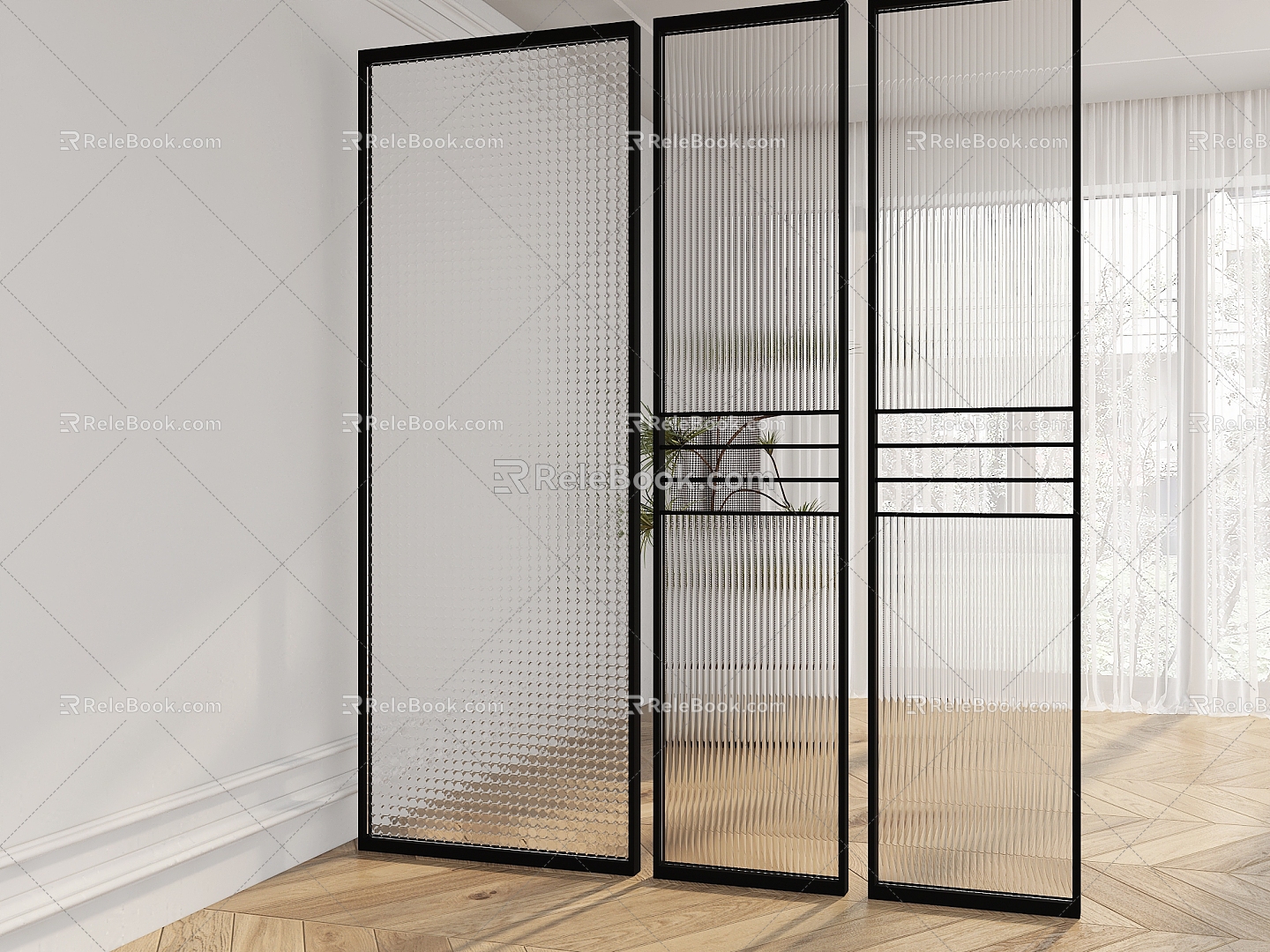 Modern glass partition 3d model