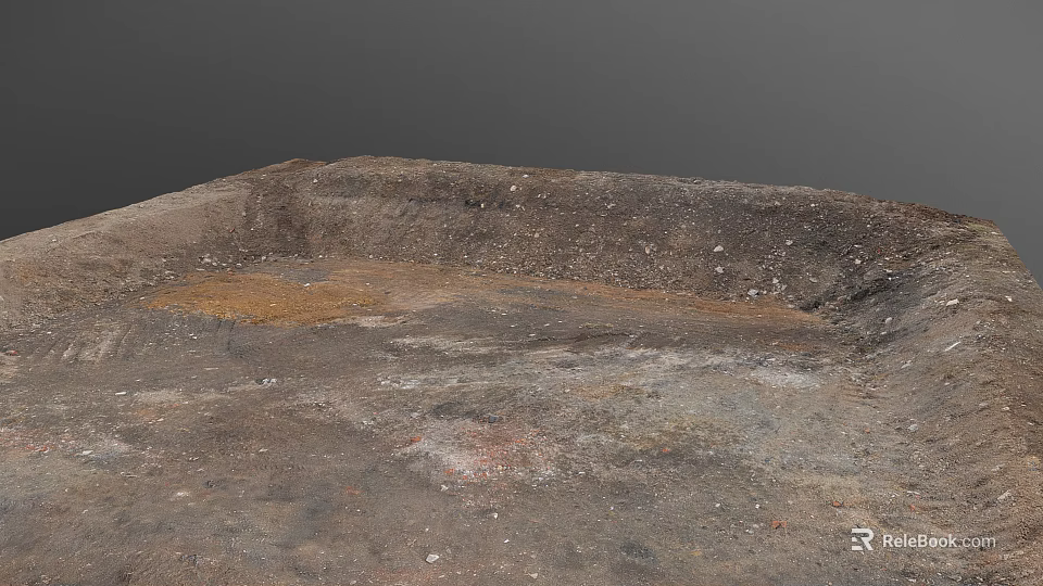 Garden Landscape Construction Site Ground With Soil And Small Stones Surface 3d model