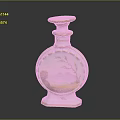 Ceramic Decorative Bottle With Painted Landscape Green Branch And Gold Accents