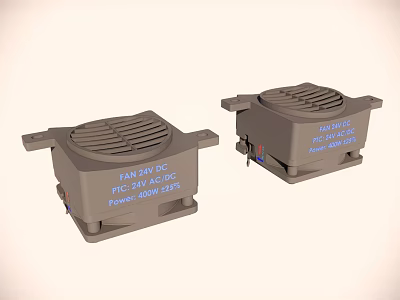 24V DC Electric Fans with RATED 24VDC and FLOW 45CFM Specifications 3d model