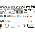 Diverse Modern Washbasin Collection Featuring Various Styles Shapes Colors And Materials 3d model