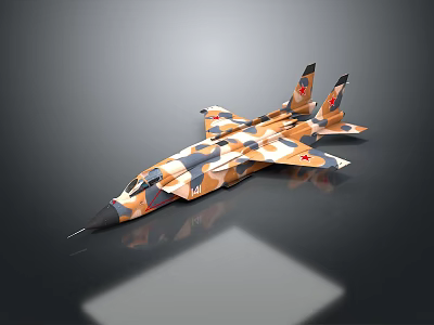 Camouflage Painted Fighter Jet Model With Red Star Insignia And Military Design 3d model