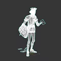 Game Movie Character Postman with Hat Carrying Mailbag and Holding Letters Scattered on Ground