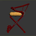 Classic Traditional Red Chair with Yellow Cushion Armrests and Steps Design