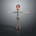 3D Cartoon Character With Glasses Beard Open Arms Gray Shirt And Brown Pants
