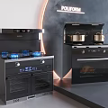 Sleek Modern Kitchen Appliances With Gas Stove Oven Blue Flame And Display Design