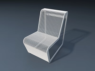 Modern White Leisure Chair With Striped Linear Design And Minimalist Style 3d model