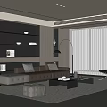Italian Light Luxury Living Room Sofa Combination Straight Row Sofa Leather Sofa Multi-Person Sofa Coffee Table 3d model