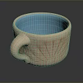 Rustic Ceramic Mug With Blue Interior And Radial Carved Pattern 3d model