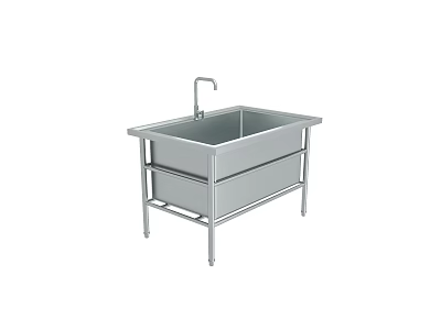 Stainless Steel Vegetable Washing Sink With Faucet And Stand Shelves For Kitchen Use 3d model