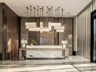 New Chinese Front Desk Sales Department Front Desk Crystal Chandelier 3d model