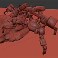Modern robot action excavator walking excavator 3d model