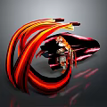 Dynamic Armored Character And Tiger With Red Black Flowing Energy Streaks