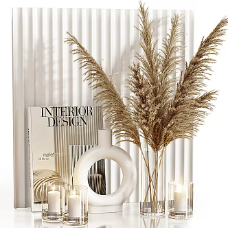 Modern Ornaments Combination Reed Vase Book Ornaments 3d model