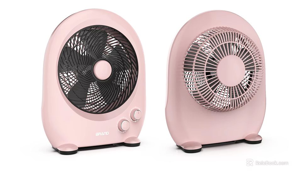 Pink Air Cooler Fans With Desktop Design And Control Knobs For Home Use 3d model 