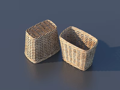 Rectangular Handwoven Wicker Storage Baskets for Home Organizing and Decor 3d model