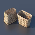 Rectangular Handwoven Wicker Storage Baskets for Home Organizing and Decor 3d model