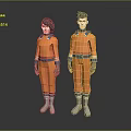 Game And Movie Characters In Orange Uniforms With Blue Yellow Stripes Caps On Gray Background
