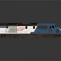 Blue And White CR Logo Train Locomotive With Rusted Roof And Gray Background