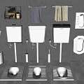 Modern squatting toilet squatting toilet suction bucket flushing tank squatting toilet squatting pit squatting toilet trash can water tank 3d model