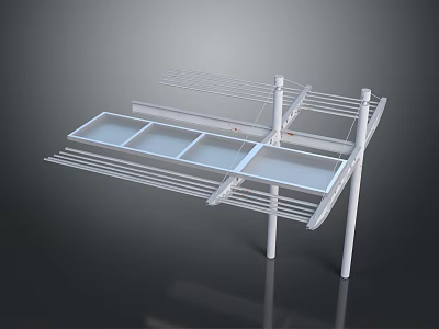 Foldable Metal Clothes Drying Rack With Multi Layer Shelves And Stand For Indoor Use 3d model