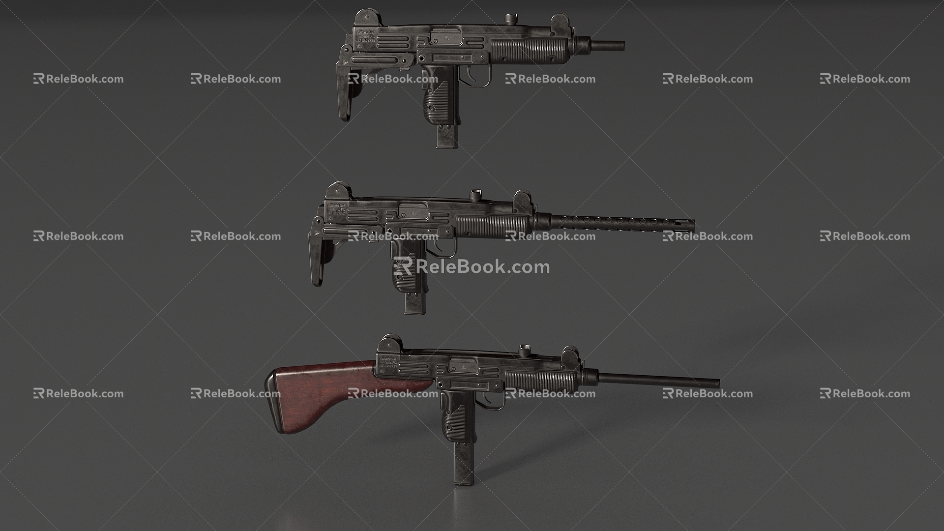 Gun rifle submachine gun carbine semi-automatic rifle assault rifle firearms automatic rifle gun super realistic high precision video grade 3d model