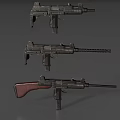 Different Types of Guns Featuring Various Barrel Designs Wooden Stock and Modern Models