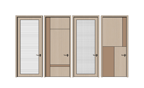 Modern door single door combination 3d model