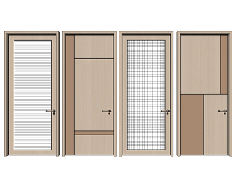 Modern door single door combination 3d model