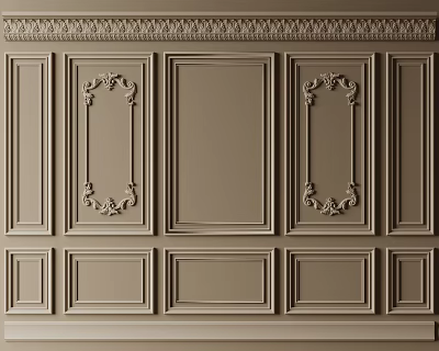 Elegant Gypsum Molding Wall Panels With Carved Details For Interior Decoration 3d model