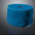 Blue Textured Roll with Cylindrical Shape and Reflective Base on Gray Background 3d model