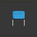Blue Contemporary Lounge Chair With Upholstered Cushion And Silver Metal Frame
