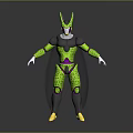 Green Armored Character With Horned Helmet Black Cape Yellow Boots Spotted Pattern 3D Model Design