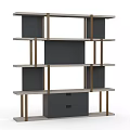 Functional Modern Bookcase Design With Multiple Shelves And Bottom Drawer Cabinet 3d model