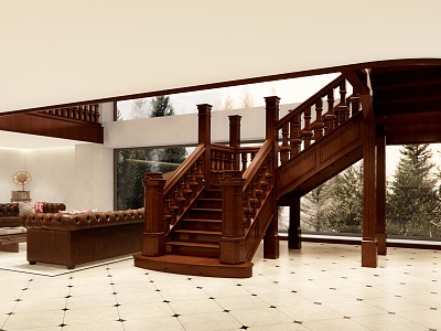 American-style revolving staircase revolving carved staircase model