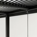 Modern Black Metal Frame Outdoor Table With Pergola Structure For Garden Patio Use