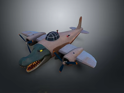 Crocodile Head Shaped Airplane Model With Propellers Cockpit And Unique Design 3d model